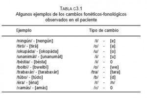 Ejemplos de alteraciones en el lenguaje en pacientes que sufrieron accidentes cerebrovasculares que afectaron a estructuras implicadas en el lenguaje. El estudio se llevó a cabo con sujetos gallegos.