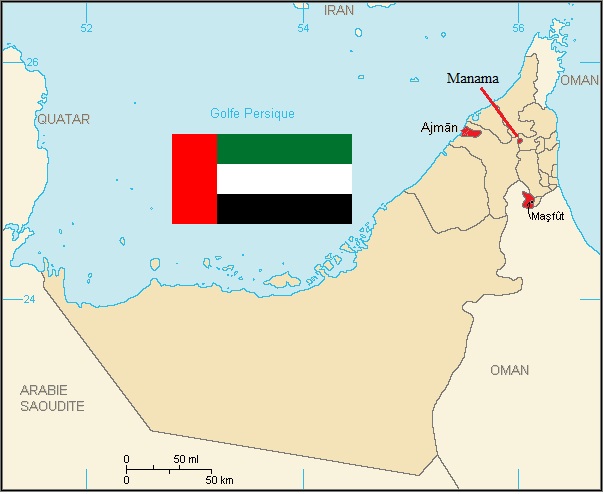 Mapa Emirato de Ajmán