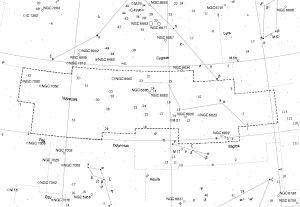 Representación de la Constelación Vulpecula, lugar desde donde fueron emitidas las ondas de radio correspondientes al púlsar PSR B1919+21.